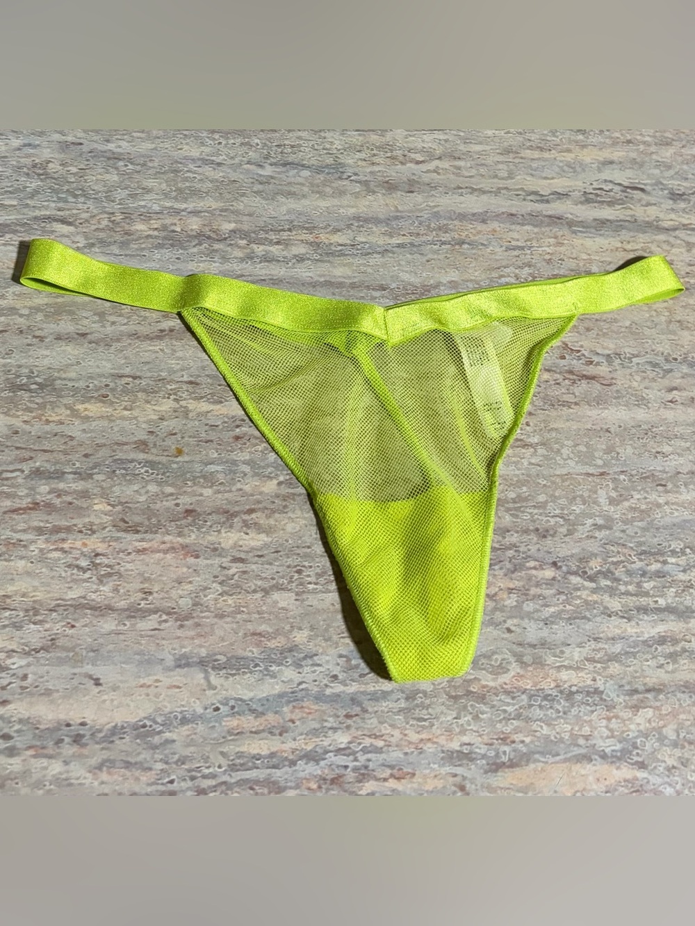 NWOT Victoria's Secret Neon Lime Mesh Thong Panty